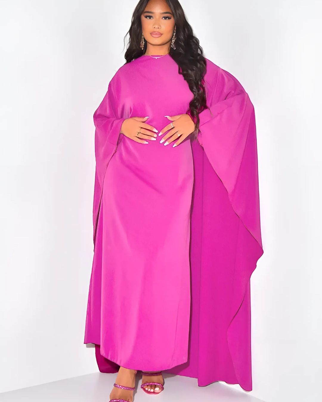 Women's Elegant Maxi Dress Draped Sleeves