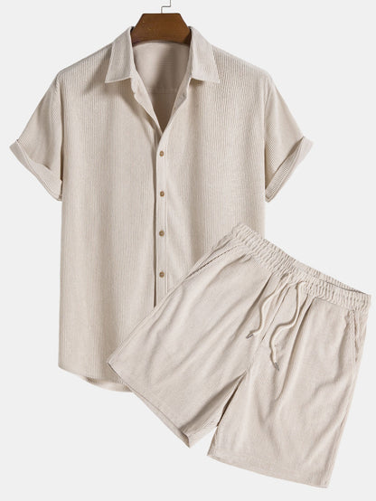 Rugged Men's Casual Short Sleeve Shirt Set - OutfitLondon