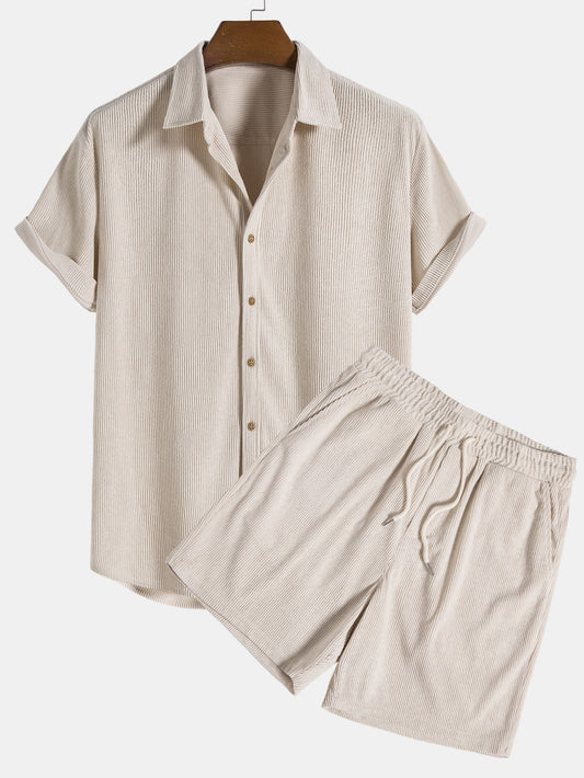 Rugged Men's Casual Short Sleeve Shirt Set - OutfitLondon