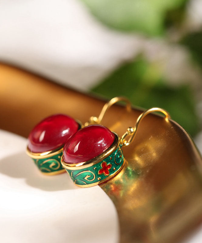 Sterling Silver Gold Plated Agate Drop Earrings - OutfitLondon