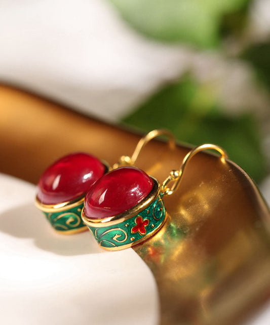 Sterling Silver Gold Plated Agate Drop Earrings - OutfitLondon
