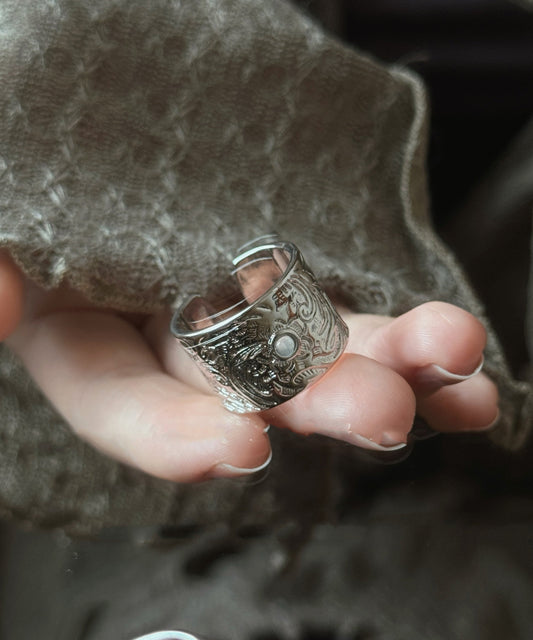 Women's Sterling Silver Jade Ring Vintage Style - OutfitLondon