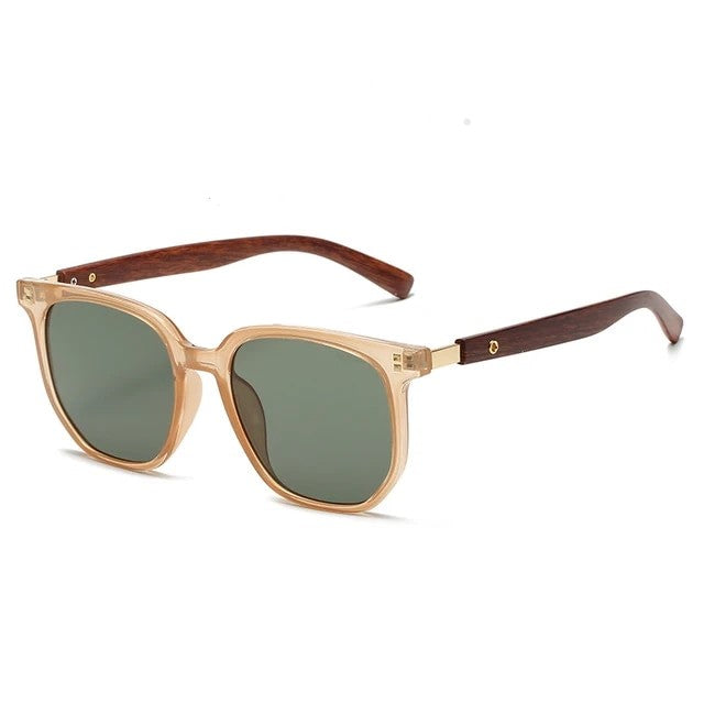 Trendy Wooden Frame Aviator Sunglasses