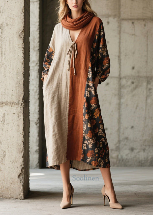 Women's Cotton Patchwork Dress Retro Comfort - OutfitLondon