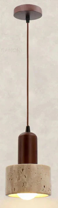 Natural Wood Hanging Light in Brown Finish
