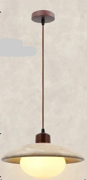 Natural Wood Hanging Light in Brown Finish