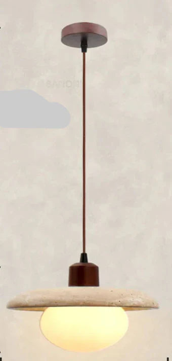 Natural Wood Hanging Light in Brown Finish