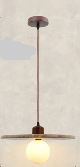 Natural Wood Hanging Light in Brown Finish