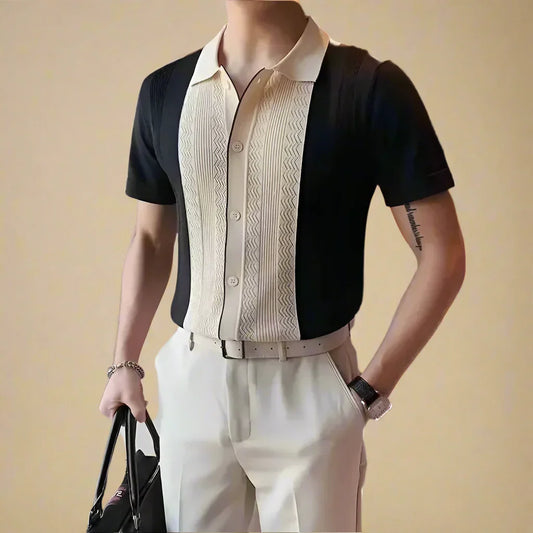 Casual Summer Striped Short Sleeve Men's Shirt - OutfitLondon