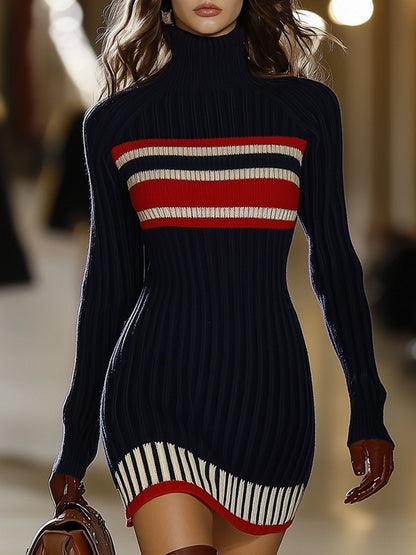 Vintage Chic Striped Knit Dress for Women