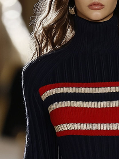 Vintage Chic Striped Knit Dress for Women
