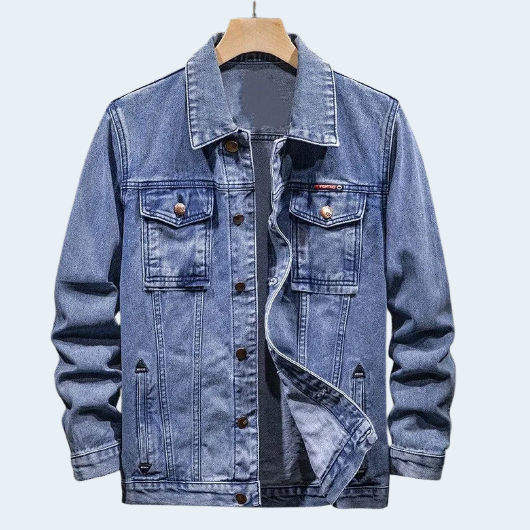 Casual Classic Fit Blue Jean Jacket for Men