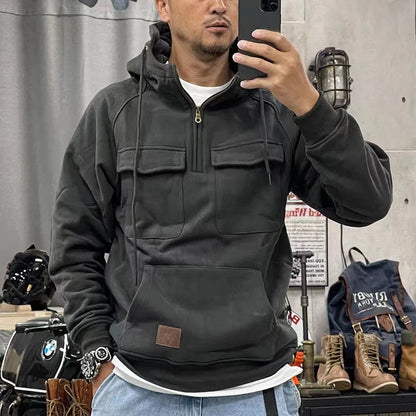 Classic Biker Hooded Sweatshirt for Men