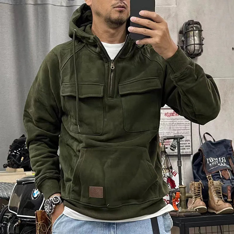 Classic Biker Hooded Sweatshirt for Men
