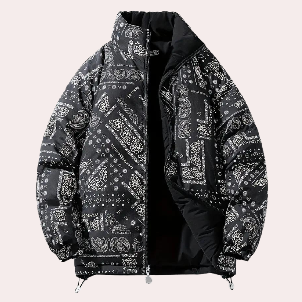 Versatile Reversible Mens Black Puffer Coat - OutfitLondon
