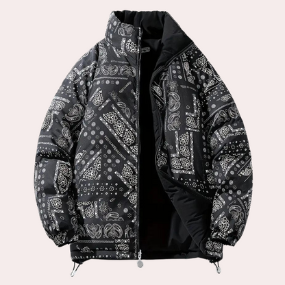 Versatile Reversible Mens Black Puffer Coat - OutfitLondon