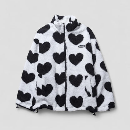 Versatile Puff Coat with Cute Heart Inner Lining