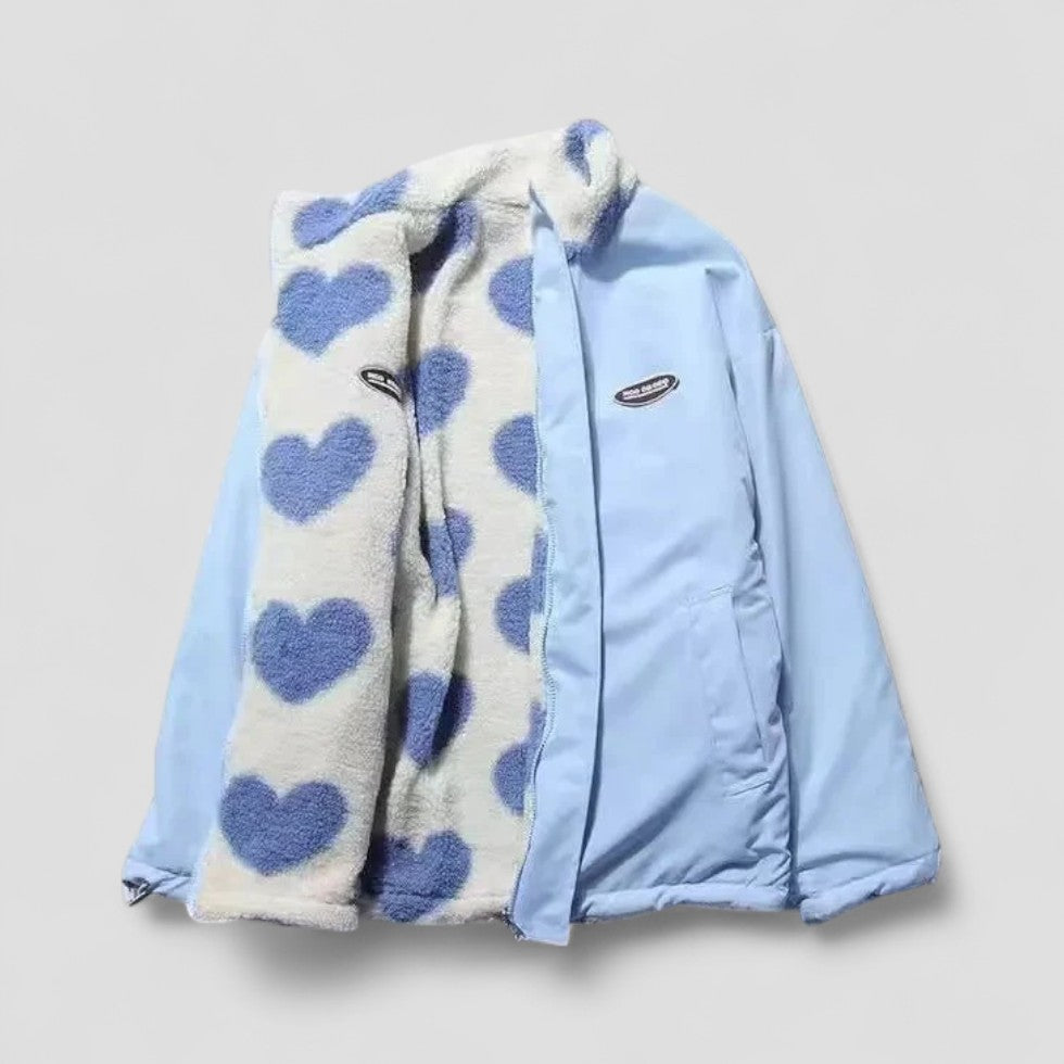 Versatile Puff Coat with Cute Heart Inner Lining