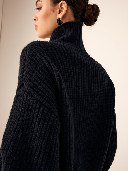 Textured Crew Neck Knit Jacket