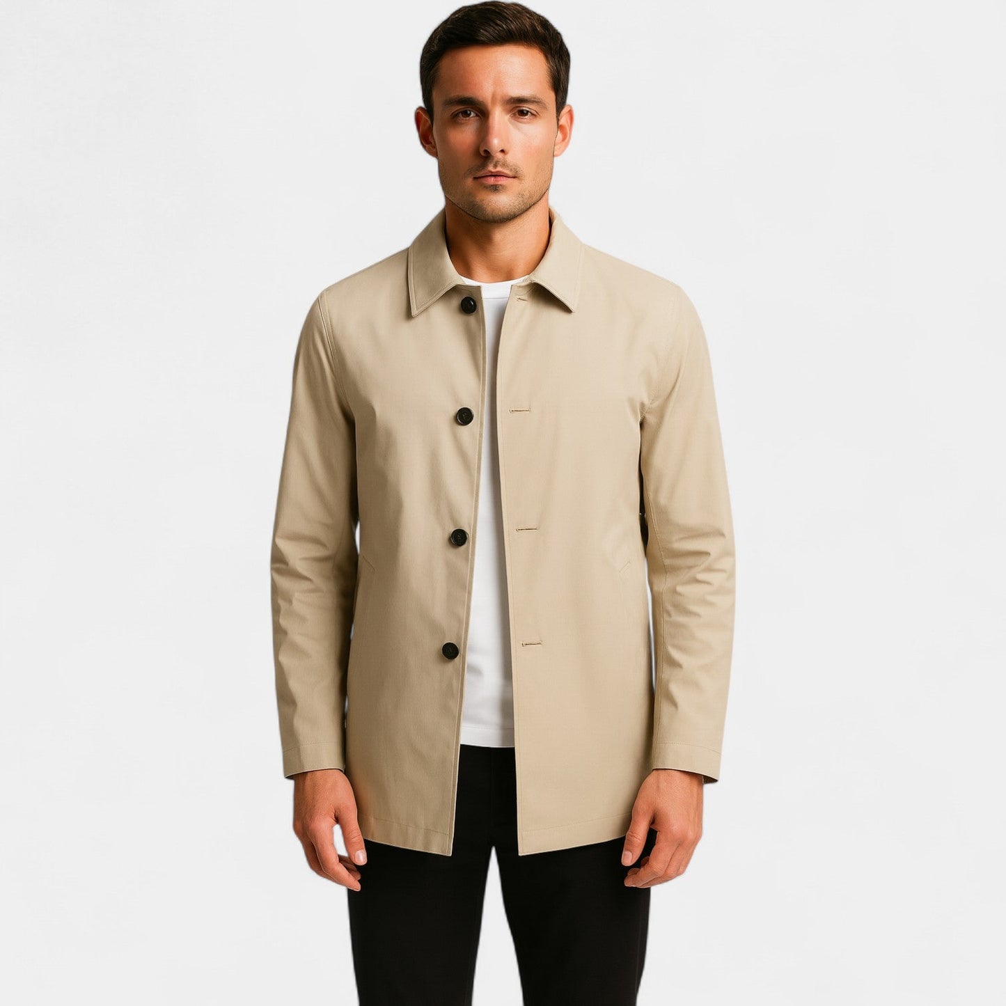 Men's Mid-Length Trench Coat - OutfitLondon