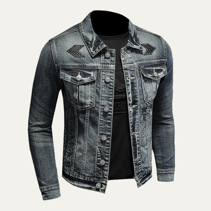 Ripped Vintage Style Denim Trucker Jacket for Men