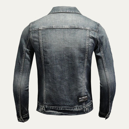 Ripped Vintage Style Denim Trucker Jacket for Men