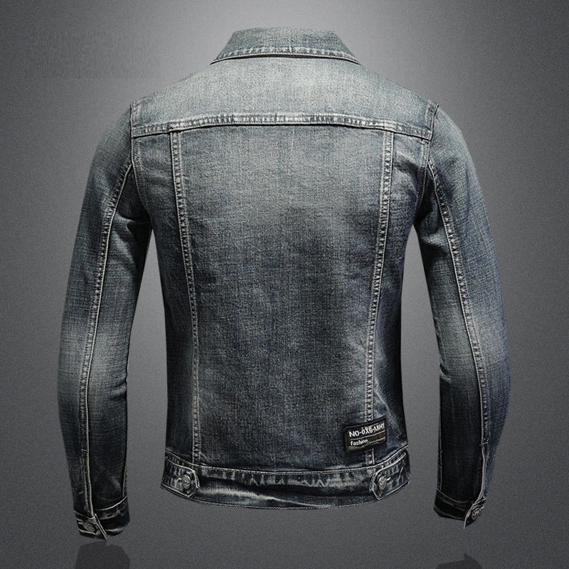 Dark Wash Faded Denim Jacket
