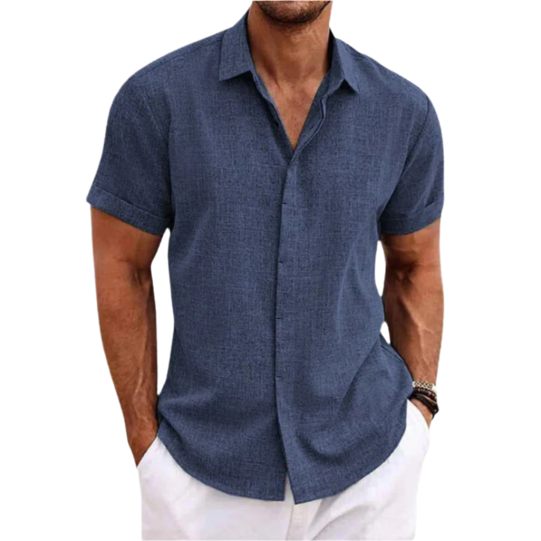 Casual Summer Linen Short Sleeve Shirt for Men - OutfitLondon