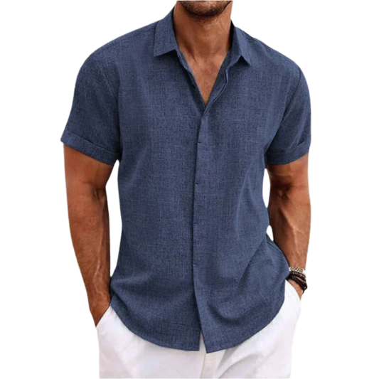Casual Summer Linen Short Sleeve Shirt for Men - OutfitLondon