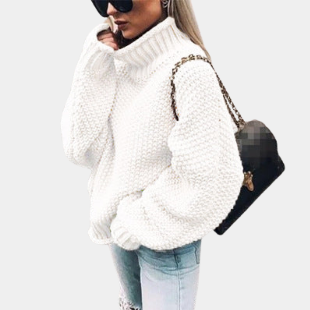 Soft Oversized Ladies Wool Turtleneck Sweater - OutfitLondon
