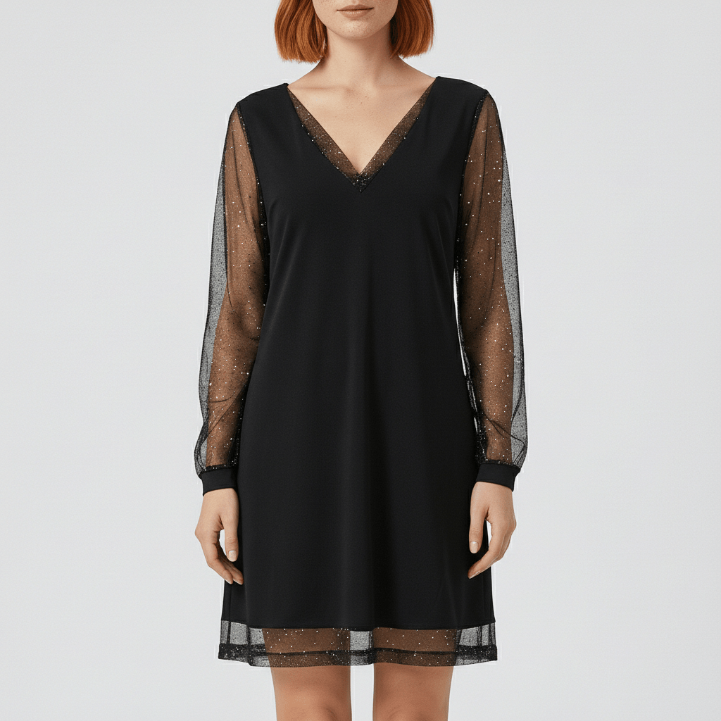 Sexy V Neck Party Dress with Sparkly Sleeves