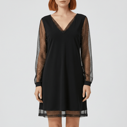 Sexy V Neck Party Dress with Sparkly Sleeves