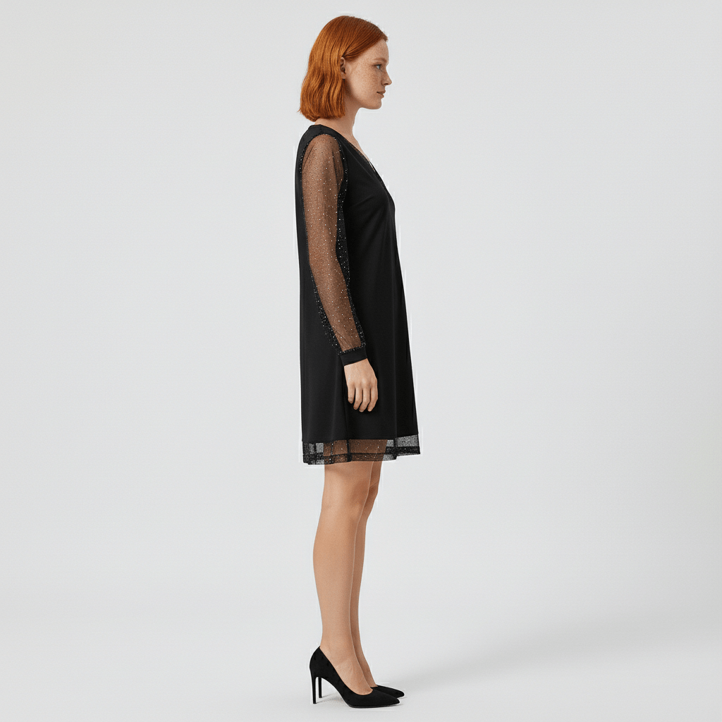 Sexy V Neck Party Dress with Sparkly Sleeves