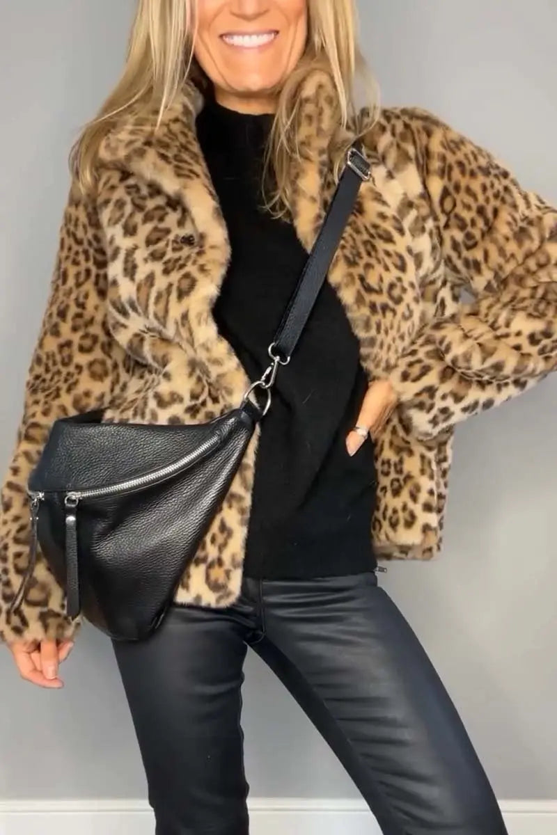 Women's Faux Fur Leopard Coat