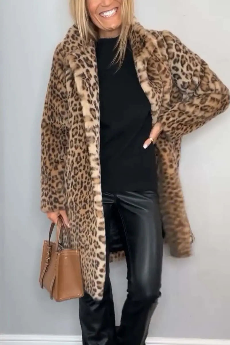 Women's Faux Fur Leopard Coat
