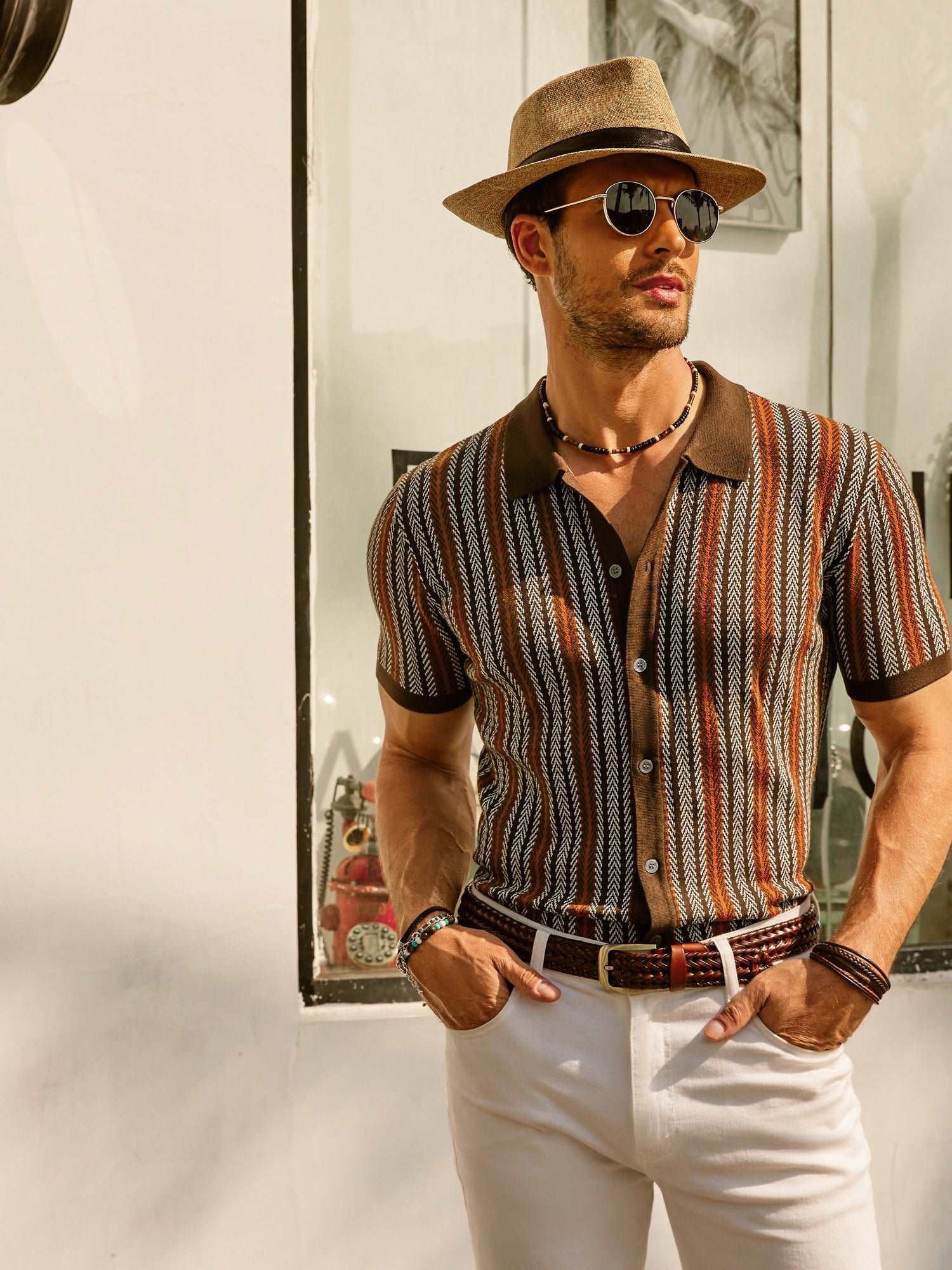 Roderik Shirt | Men's Retro Stripe Button Down Polo Shirt
