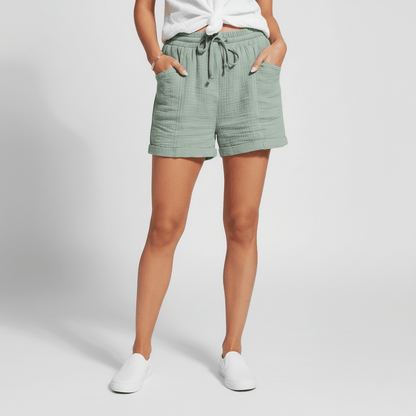 Casual Elastic Waist Shorts with Pockets Loose Fit