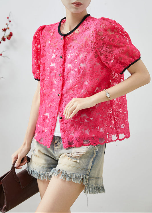 Women's Lace Blouse Embroidered Lightweight White - OutfitLondon