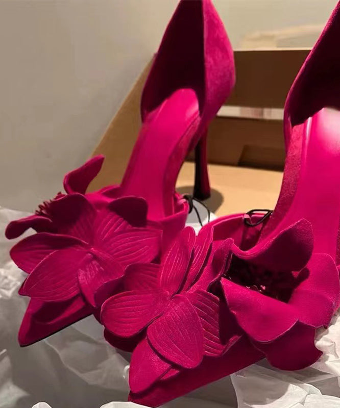 Women's Pink Suede Pumps Pointed Toe High Heels - OutfitLondon