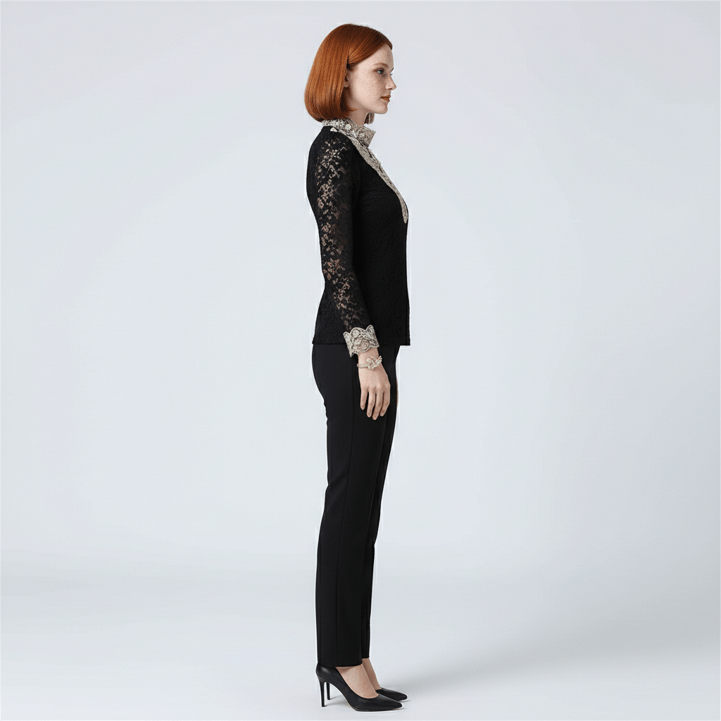 Chic Embroidered Lace High Neck Top