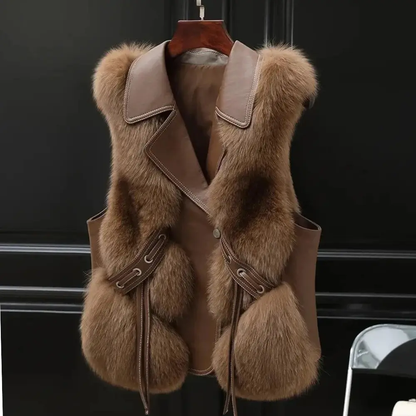 Women's Fur Trimmed Sleeveless Vest