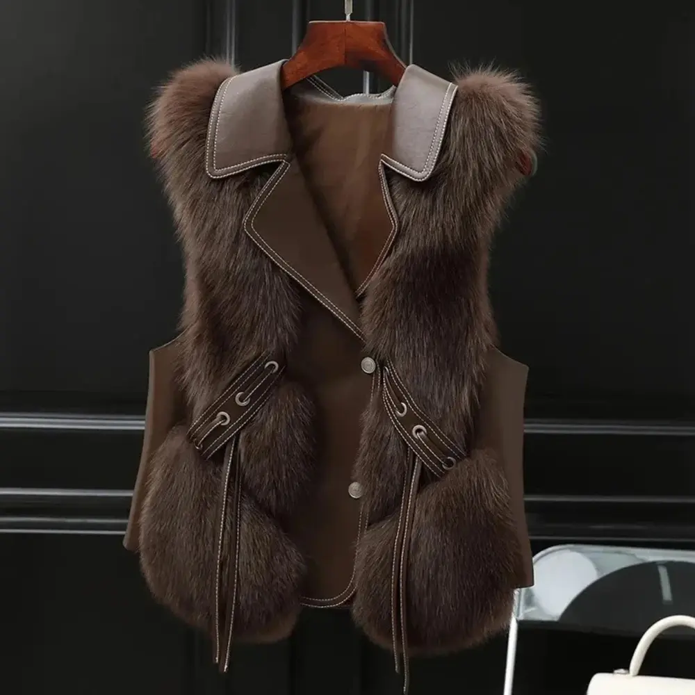 Women's Fur Trimmed Sleeveless Vest