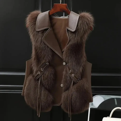 Women's Fur Trimmed Sleeveless Vest