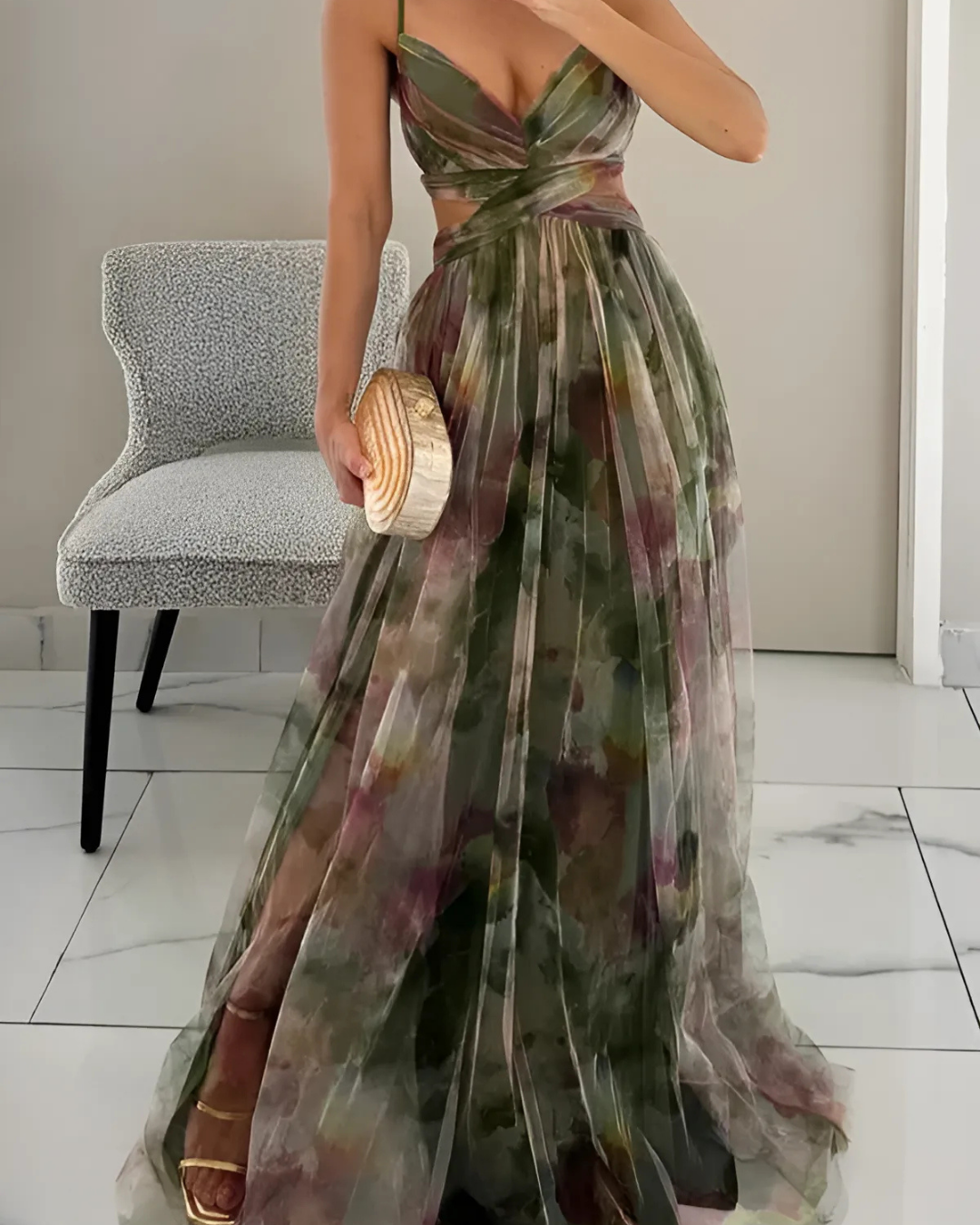 Women's Floral Maxi Dress Spaghetti Straps