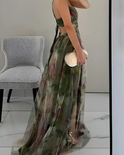 Women's Floral Maxi Dress Spaghetti Straps