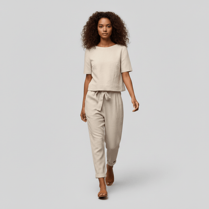 Casual 2 Piece Short Sleeve Top and Jogger Pants - OutfitLondon