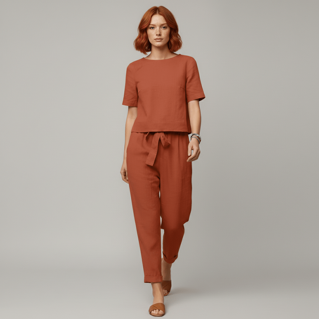 Casual 2 Piece Short Sleeve Top and Jogger Pants
