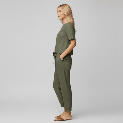 Casual 2 Piece Short Sleeve Top and Jogger Pants