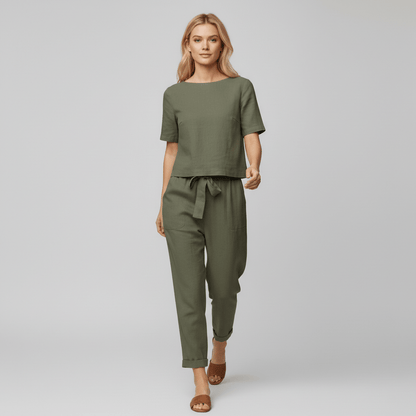Casual 2 Piece Short Sleeve Top and Jogger Pants
