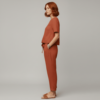 Casual 2 Piece Short Sleeve Top and Jogger Pants